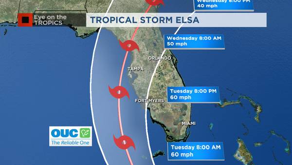 Parts of Florida under Tropical Storm Watch as Elsa to make landfall in Cuba on Monday