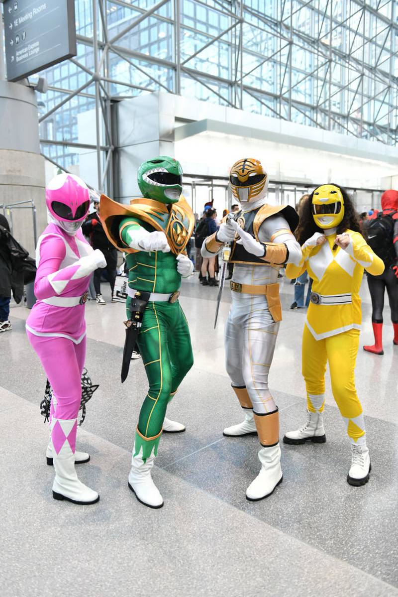 NEW YORK, NEW YORK - OCTOBER 14: Cosplayers pose as Power Rangers during New York Comic Con 2023 - Day 3 at Javits Center on October 14, 2023 in New York City. (Photo by Craig Barritt/Getty Images for ReedPop)