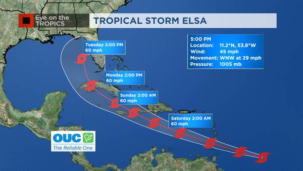 Tropical Storm Elsa continues fast track west with impact on Central Florida still uncertain